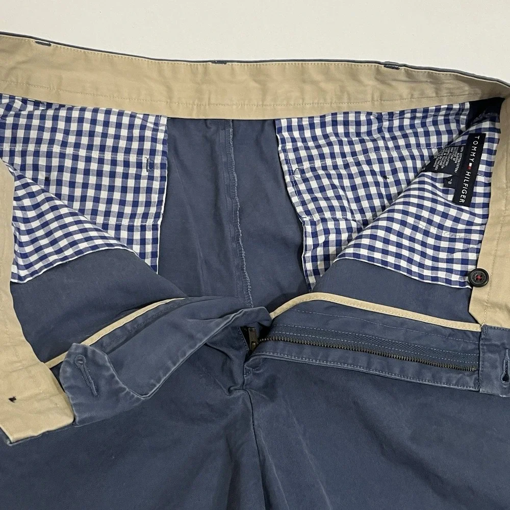 Tommy Hilfiger Flat Front Summer Chino Casual Shorts Faded Ink Blue Men Size 38